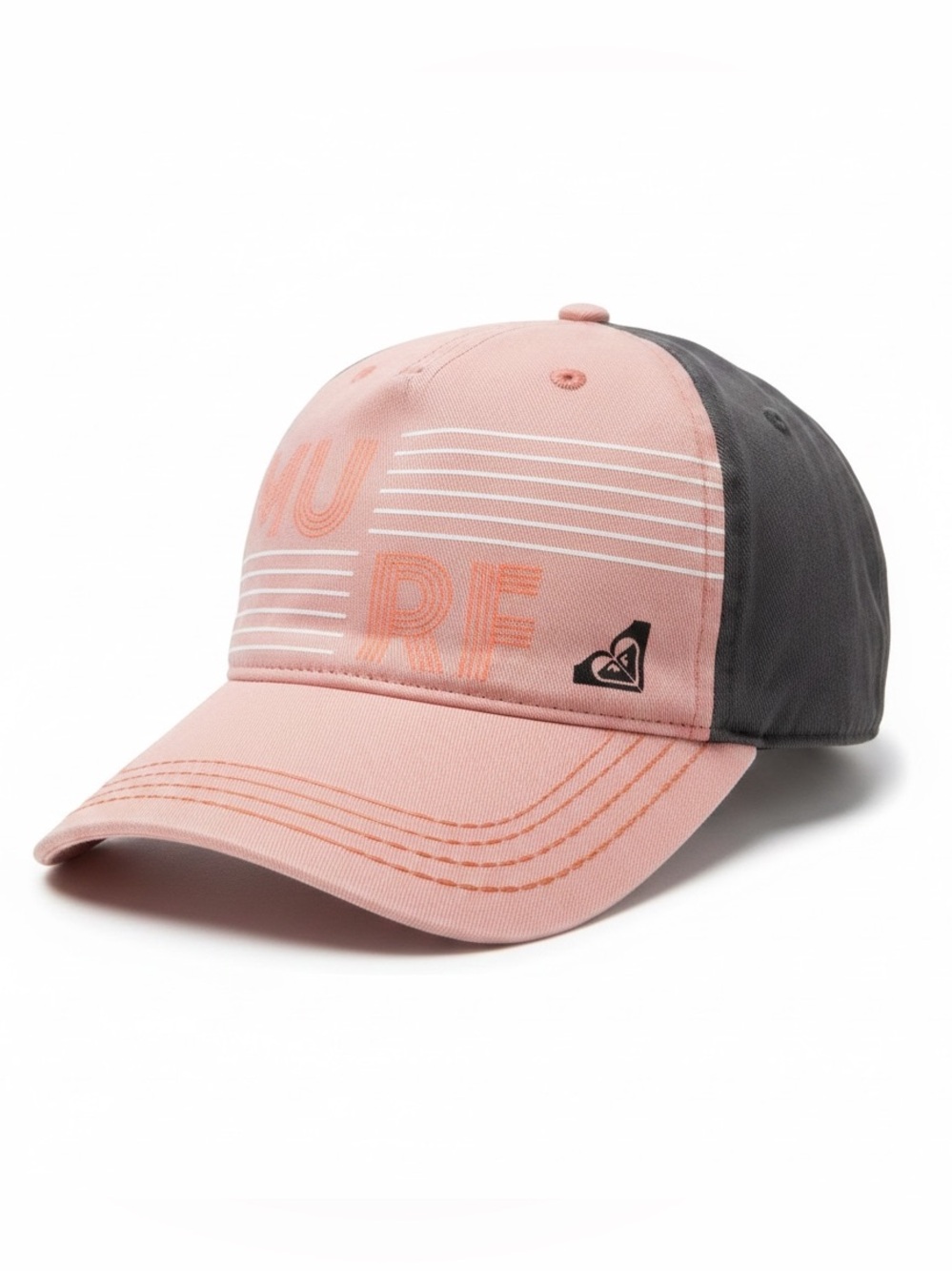 Roxy Surf Trucker Hat Pink Gray Adjustable Cap Beach Skate Surfing